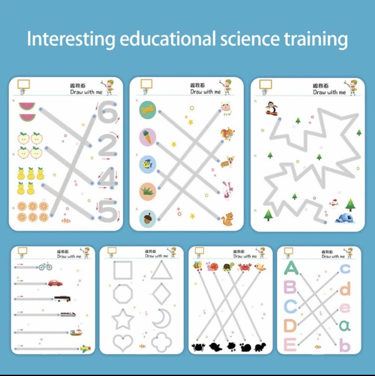 A4 Kids Educational Learning Tracing Book ( 64 Pages) With Two Markers Duster Attached